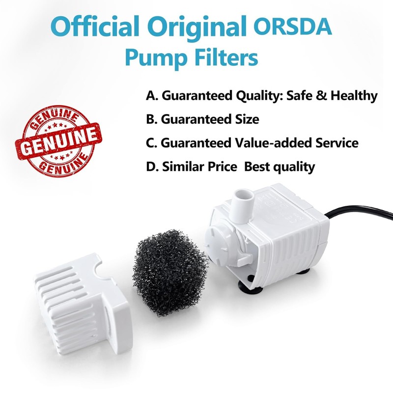 ORSDA Pet Water Fountain Replacement Pump Filters - Compatible with