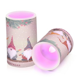 ALAZA Christmas Gnomes Flickering Flameless Candles Battery Operated with Remote Timer,Tea Light Candles LED Pillar Votive Candles Set of 2 for Outdoor Indoor Decorations