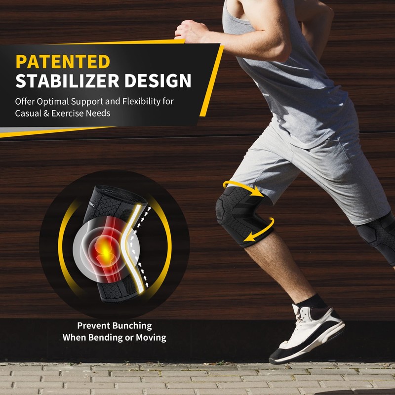 CAMBIVO Knee Support Men Women 2 Pack, Upgraded Knee Brace