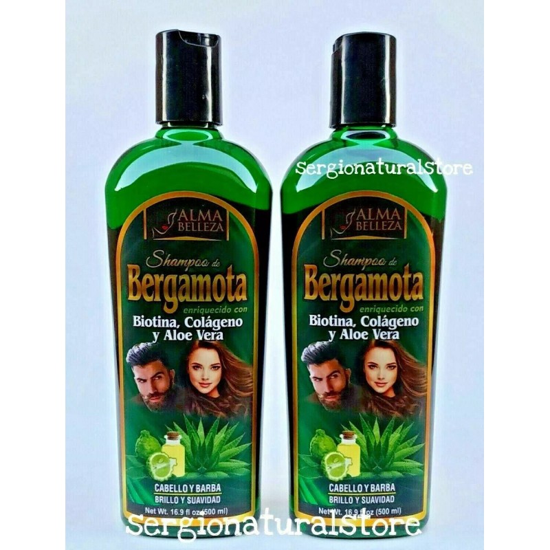 Alma Belleza 2 Packs Shampoo BERGAMOTA BIOTINA aloe Vera COLAGENO
