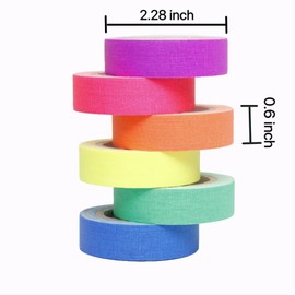6 Colors of UV Fluorescent Tape, Glow-in-The-Dark Warning Stickers, Party Decoration Tape, Stage Props (1.5cm x 5m)