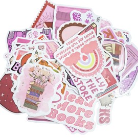 120Pcs Pink Bookish Stickers, BetterJonny 60 Patterns Booktok Reading Stickers Book Stickers for Kindle Aesthetic Kindle Stickers Bookish Gifts for Women Girls