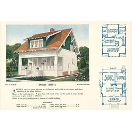 Single-Family Home, Rendering and Floor Plans - Vintage Image
