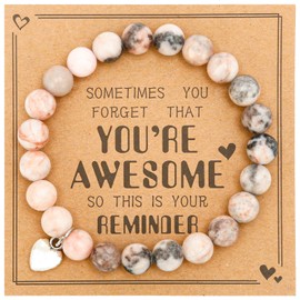 Inspirational Gifts for Women Natural Stone Heart Butterfly Bracelet for women Unique Gifts for Birthday Mothers day Thanksgiving Christmas Valentine's Day Teacher Appreciation Gifts (Pink Zebra)