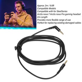 3.5MM Headphone Headset Cable, 6.6ft Length Stereo Audio Sound Cable, Replacement 3.5MM 5 Pole Jack Connector Cable for SteelSeries Arctis Nova 7 Arctis Nova Pro Headset