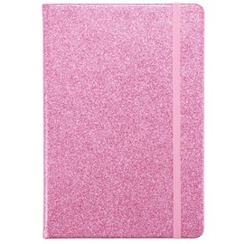 Yonavita Pink Glitter Notebook, 8.4"x 5.7", 200 Lined Pages, No Peeling Sparkle Journal for Girls, A5 Diary with Hardcover for Writing, Gift for Teen, Kids, Women
