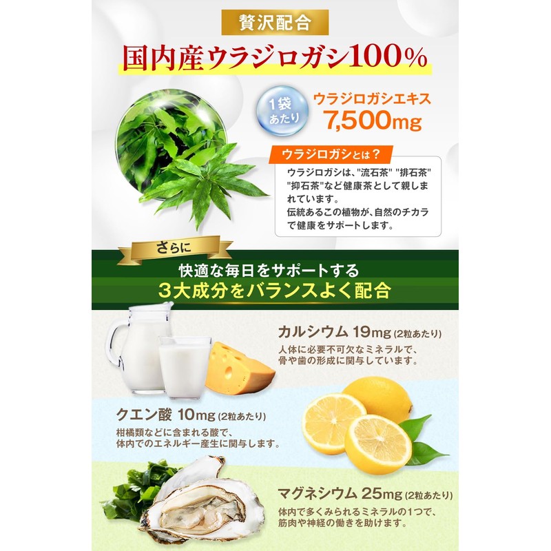 ウラジロガシ 250mg 1袋7,500mg サプリ 国産 60粒 30日分 ハトムギ クロレラ カルシウム