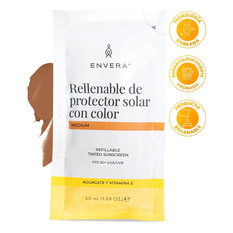 Rellenable De Protector Solar Facial Con Color Medium
