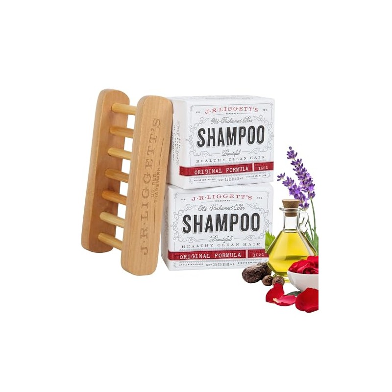 J. R. Liggett 2 Original Shampoo Bars + Wood Shelf