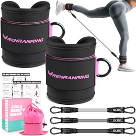 RENRANRING Bandas de resistencia para tobillo con puños, equipo de entrenamiento para glúteos, bandas para tobillo para entrenamiento, equipo de ejerc