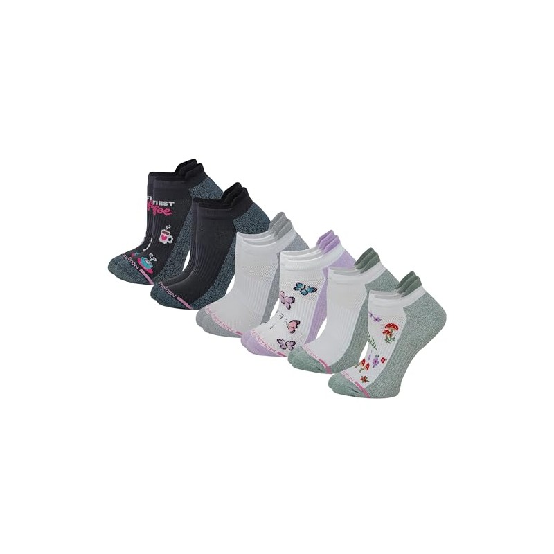 Dr. Motion 6 Pairs Womens Low Cut Ankle Cushioned Breathable