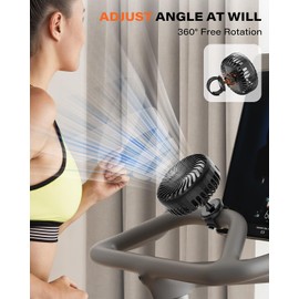 A2C Rechargeable Fan for Peloton Bike & Exercise Bike - 4000mAh Portable Fan with Adjustable Strap, 3 Speed Settings, 360° Rotation - Fits 0.5-1.5" Handlebars for Treadmill, Stroller, Golf Cart, Gym