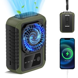 Portable Waist Fan, Personal Under Shirt Fan 6000mAh Battery Rechargeable, 20H Working Time, 3-speed Body Waist Fan Clip on Belt, Wearable Necklace Fan for Outdoor, Travel, Sport, Jobsite (Green)