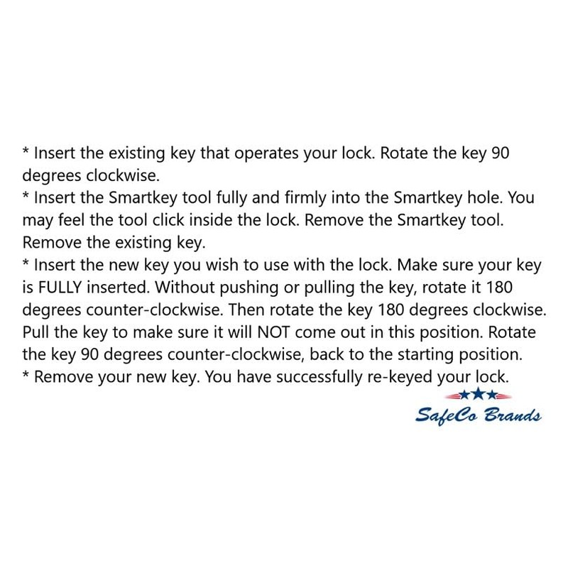 Rekey Kit for Kwikset Smartkey Locks Complete Kit SafeCo Brands