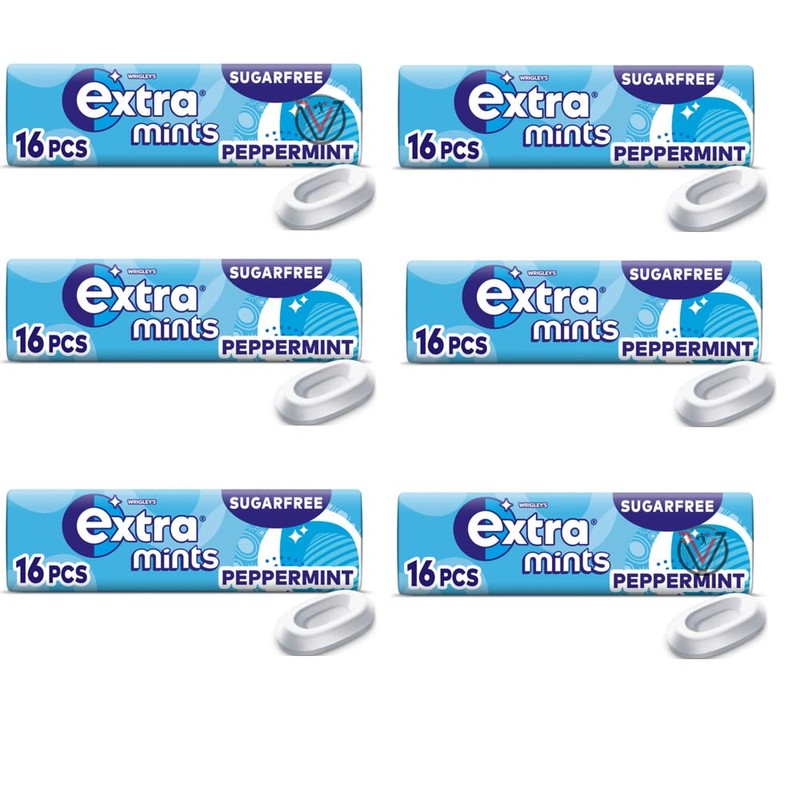 Extra Peppermint Sugarfree Mints 16 Pieces 6 x 28g