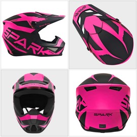 Motocross Helmet,Youth & Adult ATV Dirt Bike Motorcycle,BMX 4-Wheeler Off-Road Mountain Bike Helmet,DOT Certified,W/Gloves Goggles Mask 4-Piece Set (01 Pink, X-Large)