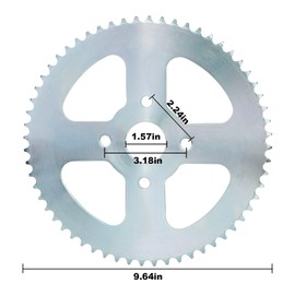 Rear Drive Sprocket 40 41 420 Chain 60T Tooth Replacement for Coleman BT200X CT200U CT200U-EX MB165 MB200 196cc 6.5hp Powersports Mini Bike Silver Parts