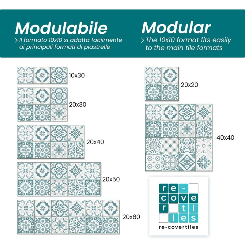 RE-COVERTILES - Tile Stickers Bathroom and Kitchen 24 Pieces 10