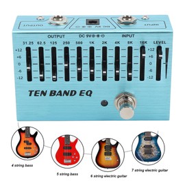 10 Band EQ Pedal, Single Block 10 Band Equalizer Pedal with True Bypass, Boss Equalizer Pedal | Guitar EQ Pedal | Guitar Tuner Pedal | Guitar Equalizer Pedal for Guitar