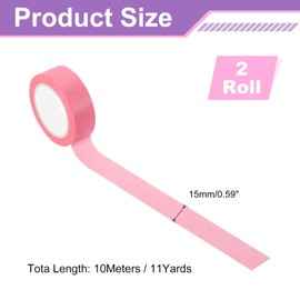 sourcing map 2 Rolls Colored Washi Tape, 11 Yards x 0.6" Colored Masking Tape Painters Tape, Decorative Masking Tape for Arts & Crafts Labeling DIY Scrapbooking Gift Wrapping, Pink