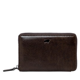 BRAUN BÜFFEL - Arezzo Men's RFID Zip Card Case - 9 Card Slots Made of Genuine Cowhide Leather Simple Design - Elegant Brown, brown, Modern