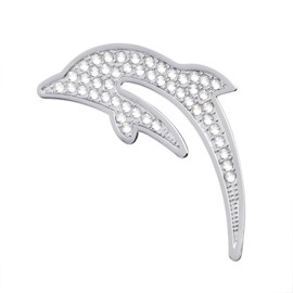 Koongloong Dolphin Car Emblem 3D Cute Decorative Car Sticker Accessory Decal for Car Decoration, Kirari Silver