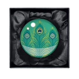 Museums & Galleries Crystal Glass Peacock Feathers Dome Paperweight