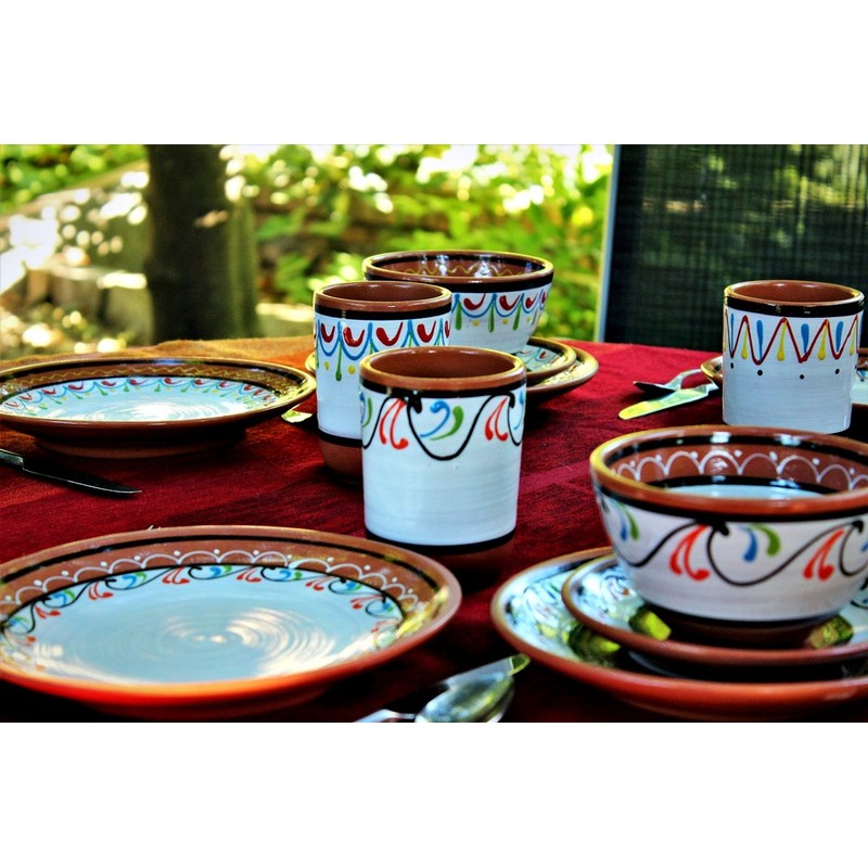 Cactus Canyon Ceramics Spanish Terracotta 5-Piece Salad Plate Set, White