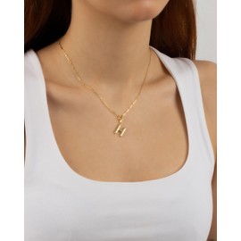 Jewelry Atelier Gold-Filled Initial Necklace for Women – Layered Initial Necklace with A-Z Pendant – 14k Gold-Filled Paperclip Chain– Cute Layered Gold Choker – Gold Jewelry for Women, Gold, No