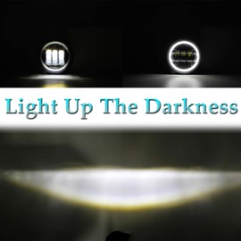 SKUNTUGUANG 1 Pair 4.5 Inch Led Fog Light With Angel Eyes Passing Lamps DRL bulb For Motorcycle Fog Lamp (Black Fog Light With Angel Eye)