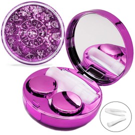 Vastsoon Contact Lens Case, Cute Travel Size Eye Colored Contacts Lenses Applicator Remover Tool Kit with Mirror Solution Bottle for Daily Outdoor (Purple)