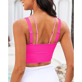 GRAPENT Bikini top Full Coverage Cruise Outfits 2025 Womens Tankini Swimwear Sporty Women's Resort Wear Vacation Clothes Color Pink Block Large Size 12 to 14