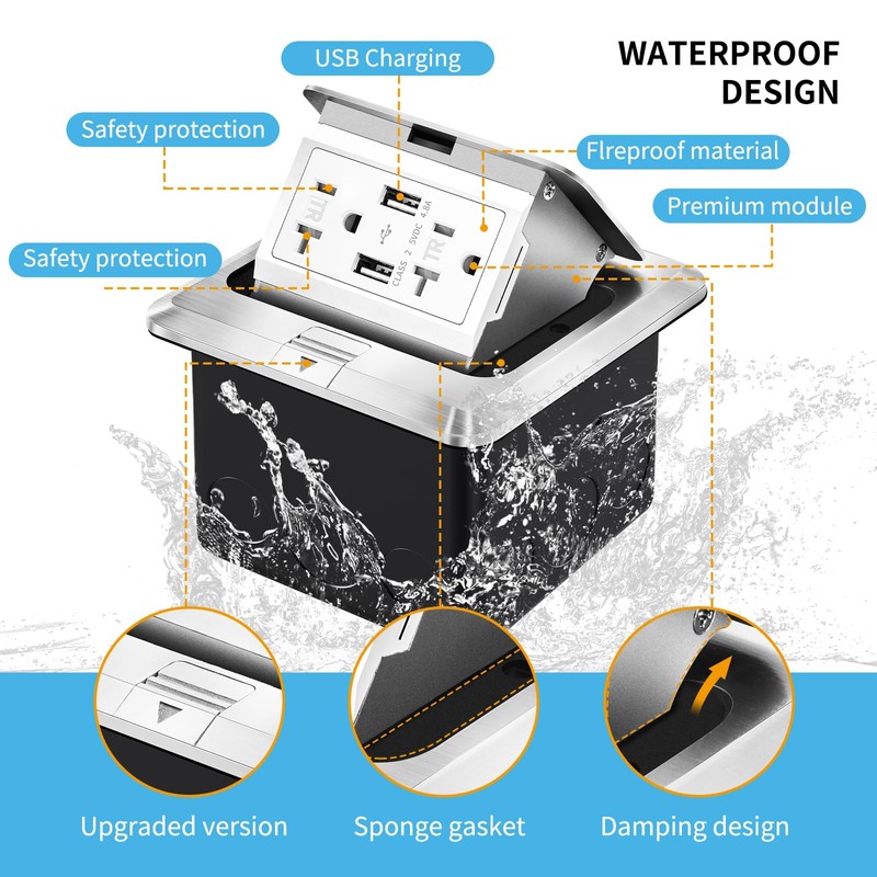 Vagueior Pop-Up Floor Box Kit, Waterproof Electrical Outlet Cover Box,