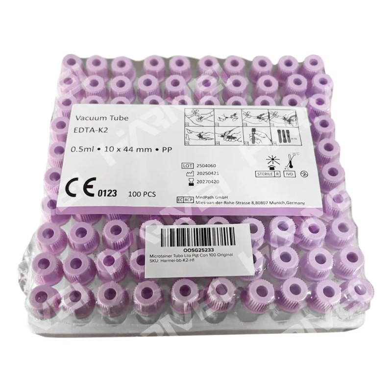 Tubo Microtainer Lila 0.5 Ml Con 100 Piezas