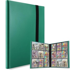 Card Files, Card Binders, 4 Pockets, Holds 160 Cards, Side Load, Trading Card Holder, Binder Holder, Seal Files, Trading Cards, Photo Albums, Files, Book (Green-9 Pockets)