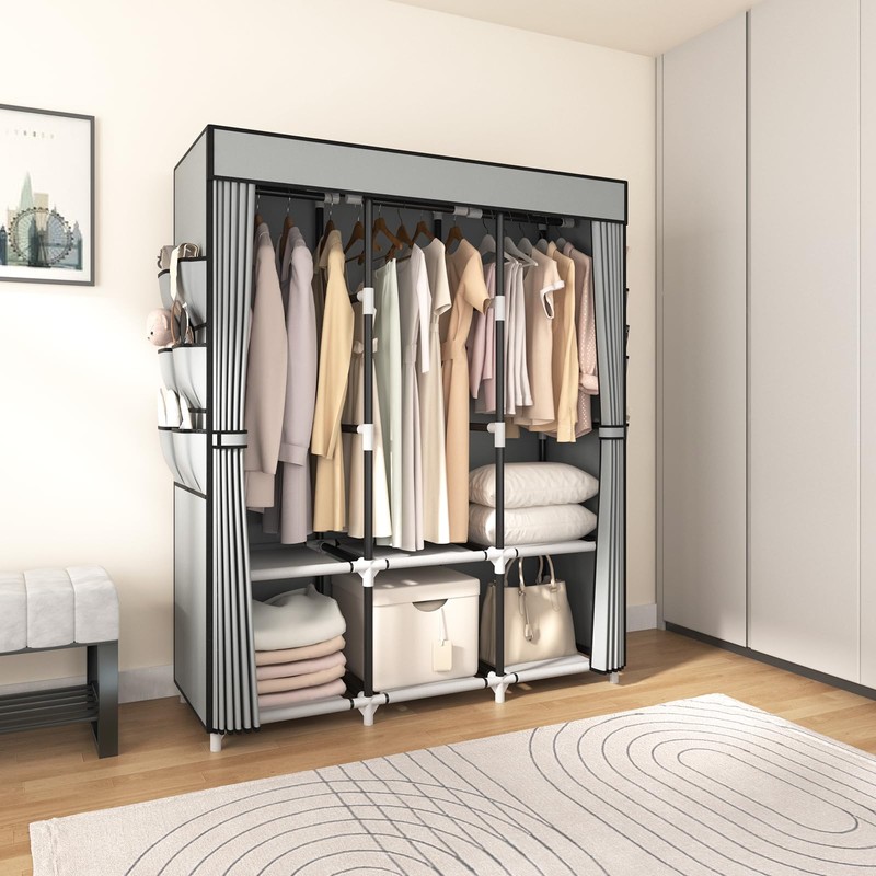 VTRIN Portable Closet Wardrobe for Hanging Clothes Closet with Cover,