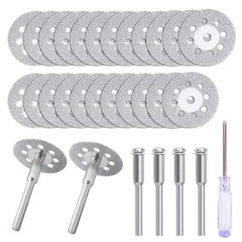 Monsully 20 Stück 22 mm Diamantscheibe, Diamant Trennscheibe glasschneider für Rotationswerkzeug, mit 4 Stück 3 mm Dorn und Kreuzschraubendreher für Stein Glas Fliese