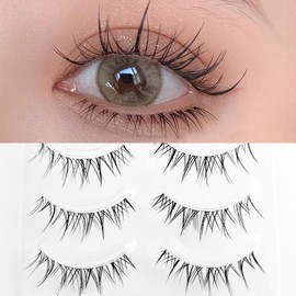 Musegetes False Eyelashes, 4D False Eyelashes, Natural False Eyelashes, Ultra Lightweight, Soft, Handmade False Eyelashes Clustered Transparent Axis 5 Pairs HT3-2