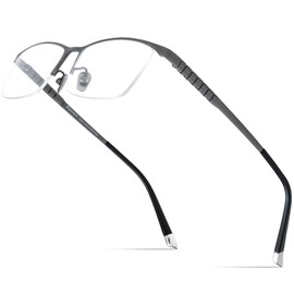 FONEX Titanium Glasses Frame for Men,Square Eyewear Full Optical Eyeglasses F85641 (F85640 Grey)