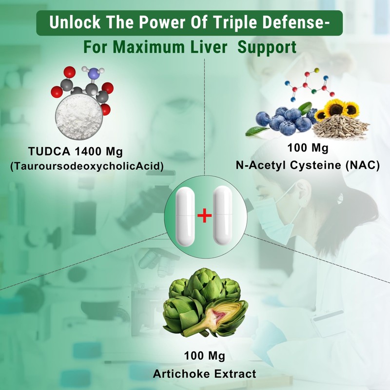Tudca Supplement 1600mg | 99.2% Pure 1400mg TUDCA, 100mg Artichoke