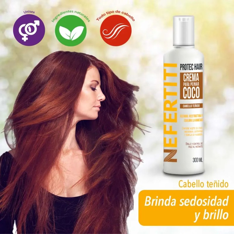 Crema Para Peinar Coco Con Keratina Cabello Teñido 300ml