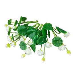 Urier 6 Pcs Water Lily Artificial Flower,10" Silk Plants Floating Flowers,Plastic Flowers Lotus Flowers,Realistic Fake Flowers Lotus Decor for Fish Tank Decoration Home Decor(White)