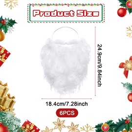 DIELOVEHUA Santa Beard, Pack of 6 Funny Santa Beard, White Fake Beard, Santa Costume Accessory for Boys Girls and Adults, for Cosplay, Christmas Party