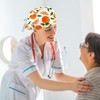 Working Caps with Bow Scrunchies,Fruit Orange Slices Bouffant Scrub Turban