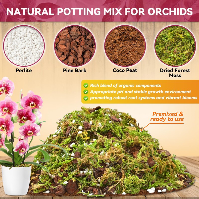 Riare 1QT Orchid Potting Mix for Repotting- Orchid Repotting Kit