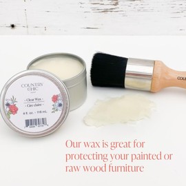 Furniture Wax - 100% Natural Sealant for Chalk Furniture Paint or Raw Wood, Light Protection, Easy To Apply, No Odor, Eco-Friendly - 7 Color Choices - Clear (8 oz)