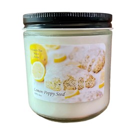 Highly Scented Lemon Poppy Seed Candle- Pet Friendly - All Natural - Hand Poured. (16 oz)