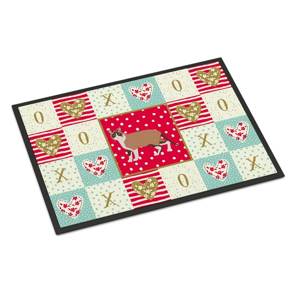 Caroline's Treasures CK5713MAT Snowshoe Cat Love Doormat 18x27, Red Front