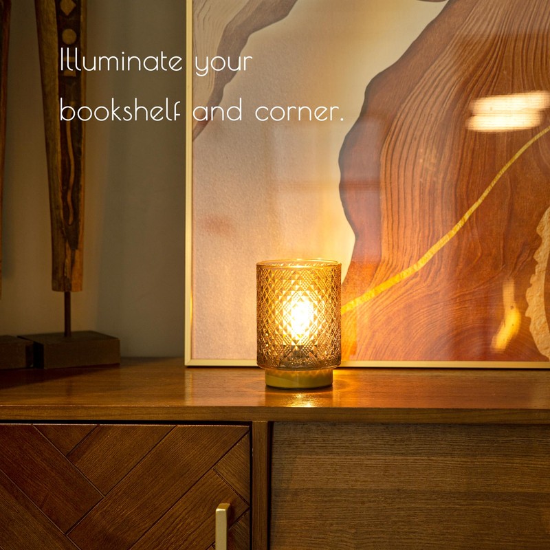 LUSHARBOR Battery Operated Lamp with Timer, Small Table Lamp Bedside