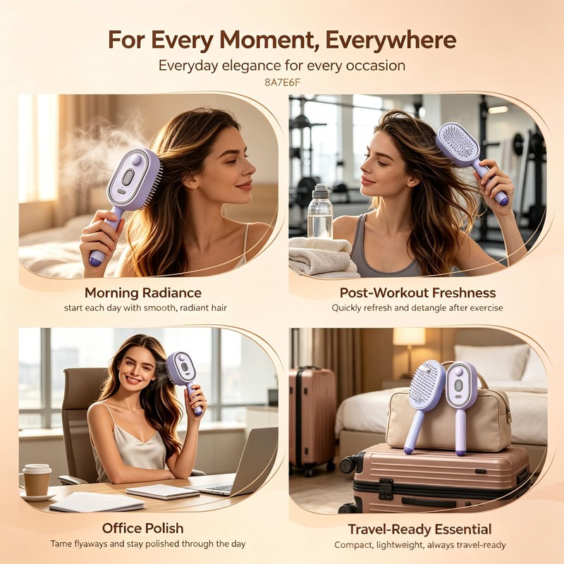 Electric Spray Air Cushion Massage Comb, Rechargeable Steam Brush for